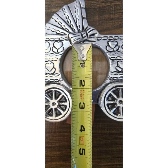 Baby Carriage Pewter Picture Frame Holland Boone With Wooden Back & Easel Stand - Picture 8 of 10